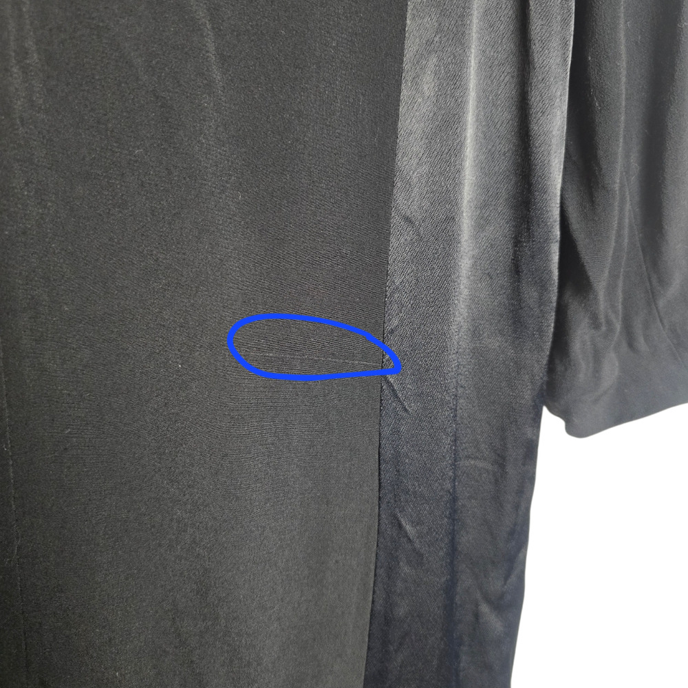 Sandro Paris Black V-Neck Satin Panel Dress 3/4 Sleeve Tunic‎ Shift Dress sz 1 - Picture 6 of 8